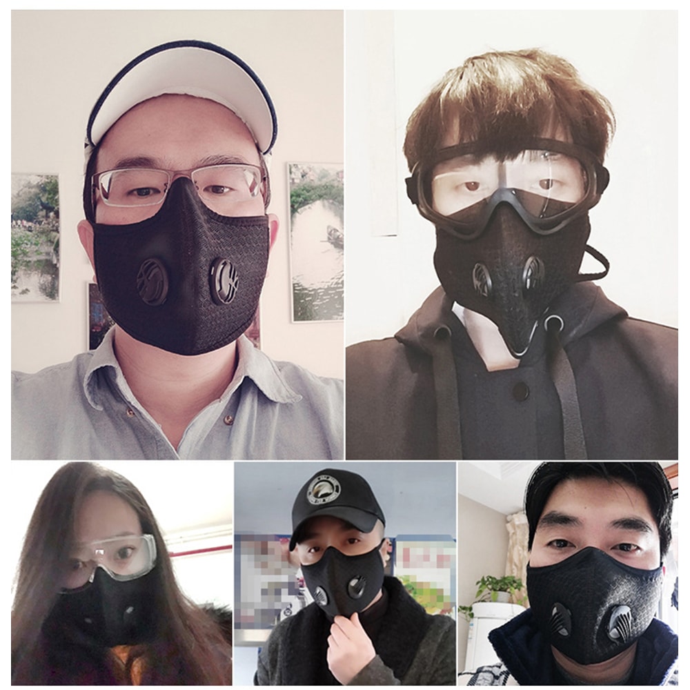 Washable Cardio Sports Mask, Activated Carbon Filter for Riding Mouth Cover, Dustproof Reusable Face Mask