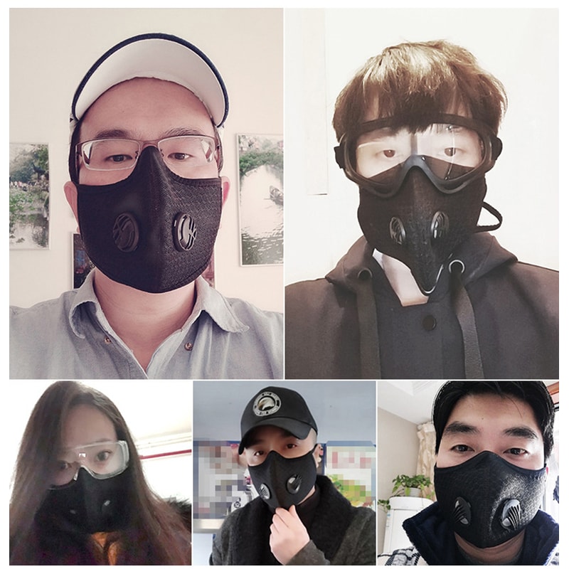 Washable Cardio Sports Mask, Activated Carbon Filter for Riding Mouth Cover, Dustproof Reusable Face Mask