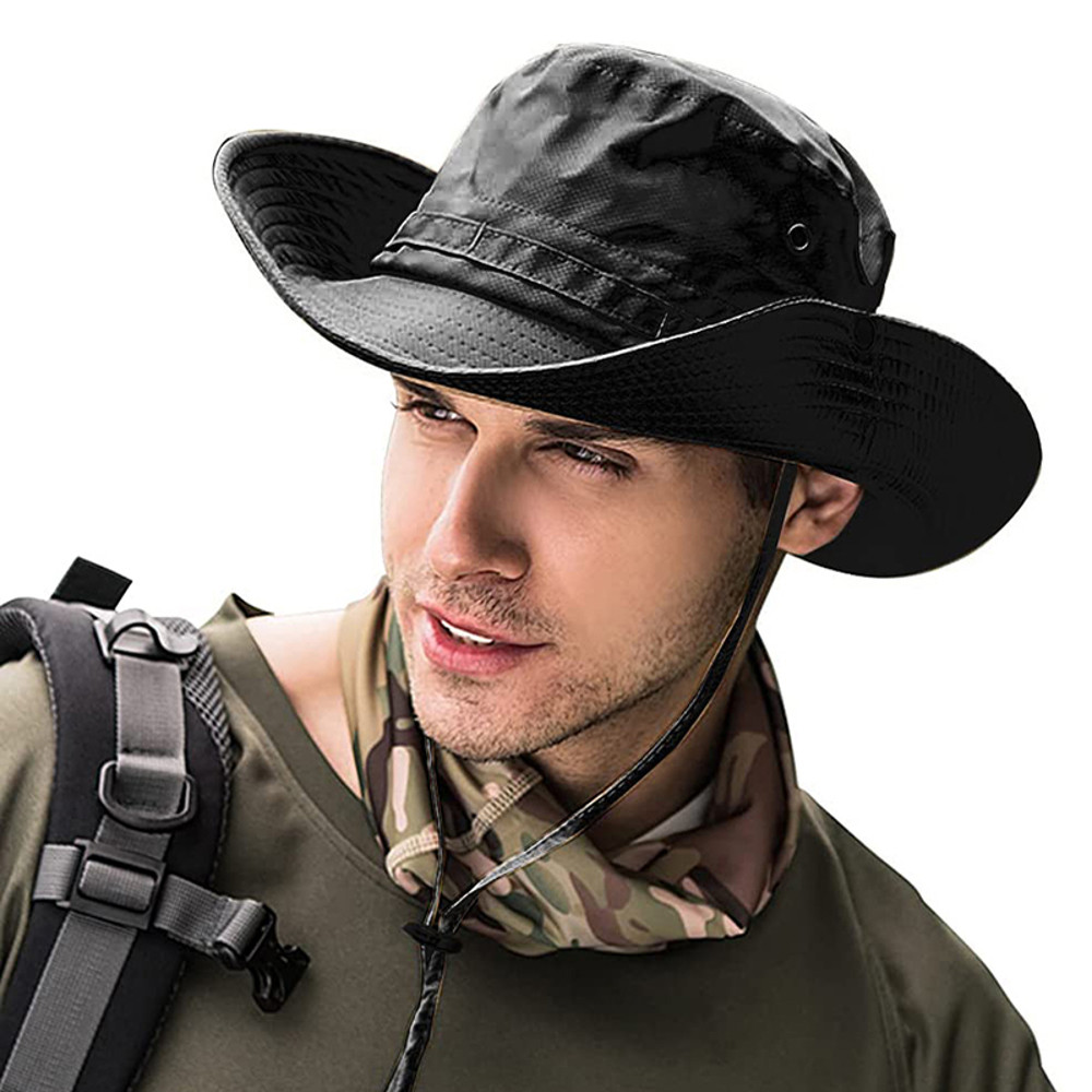 Foldable Adjustable Chin Strap Wide Brim Boonie Hat, Unisex Sun Hat for Outdoor Fishing, Superior Hiking Hunting