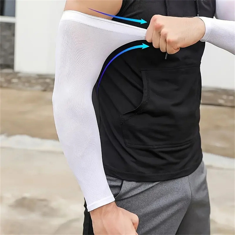 Sports Outdoor UV Protection, Cooling Arm Sleeves Compression, Breathable Moisture Wicking for Men Women