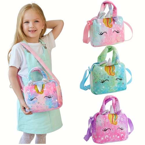 Fashion Sweet Unicorn Handbags for Girls, Cute Kid Crossbody Shoulder Bag, Little Girl Small Purse for Birthday Party