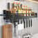 Wall-mounted Kitchen Organizer Shelf, Spice Storage Rack, Knife Holder & Seasoning Shelf for Chopsticks, Spoons, Shovel