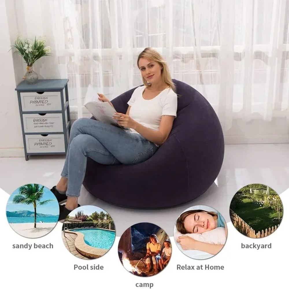 PVC Lounger Seat, Large Lazy Inflatable Sofa Chairs, Bean Bag Sofas, Pouf Puff Couch for Tatami & Living Room