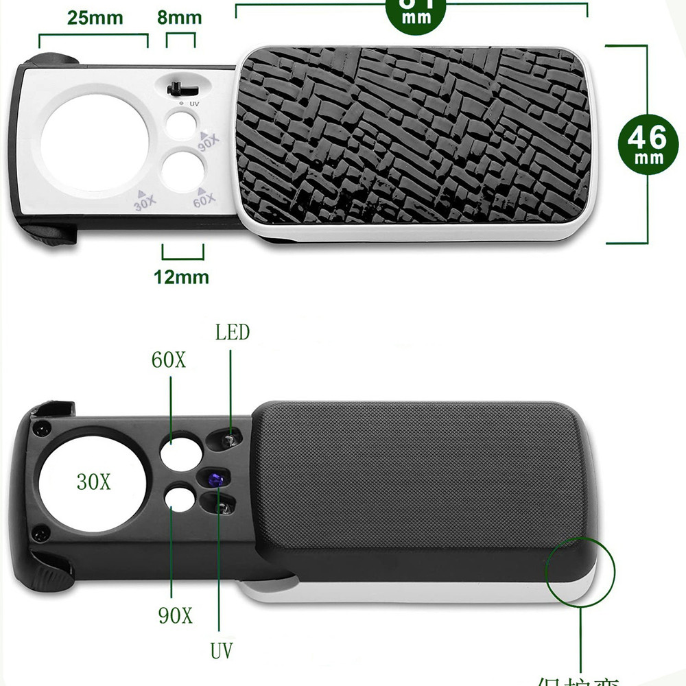 Jeweler's Magnifying Glass Foldable Loupe With LED Light For Jewelry, Watches, Coins