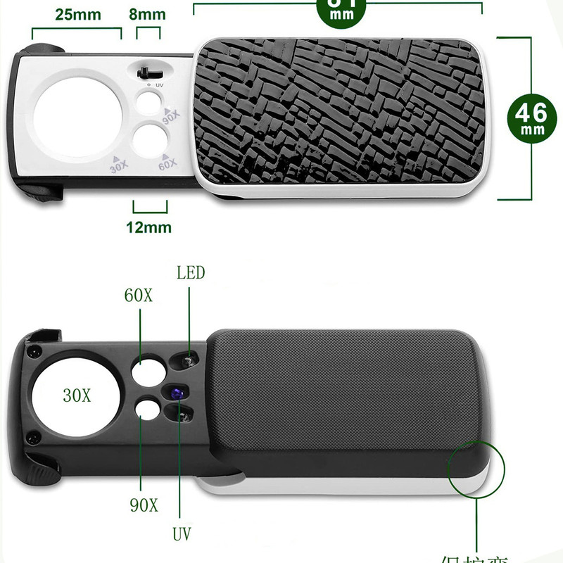 Jeweler's Magnifying Glass Foldable Loupe With LED Light For Jewelry, Watches, Coins