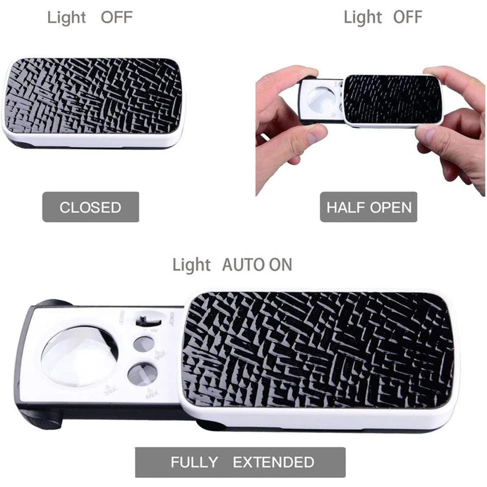 Jeweler's Magnifying Glass Foldable Loupe With LED Light For Jewelry, Watches, Coins