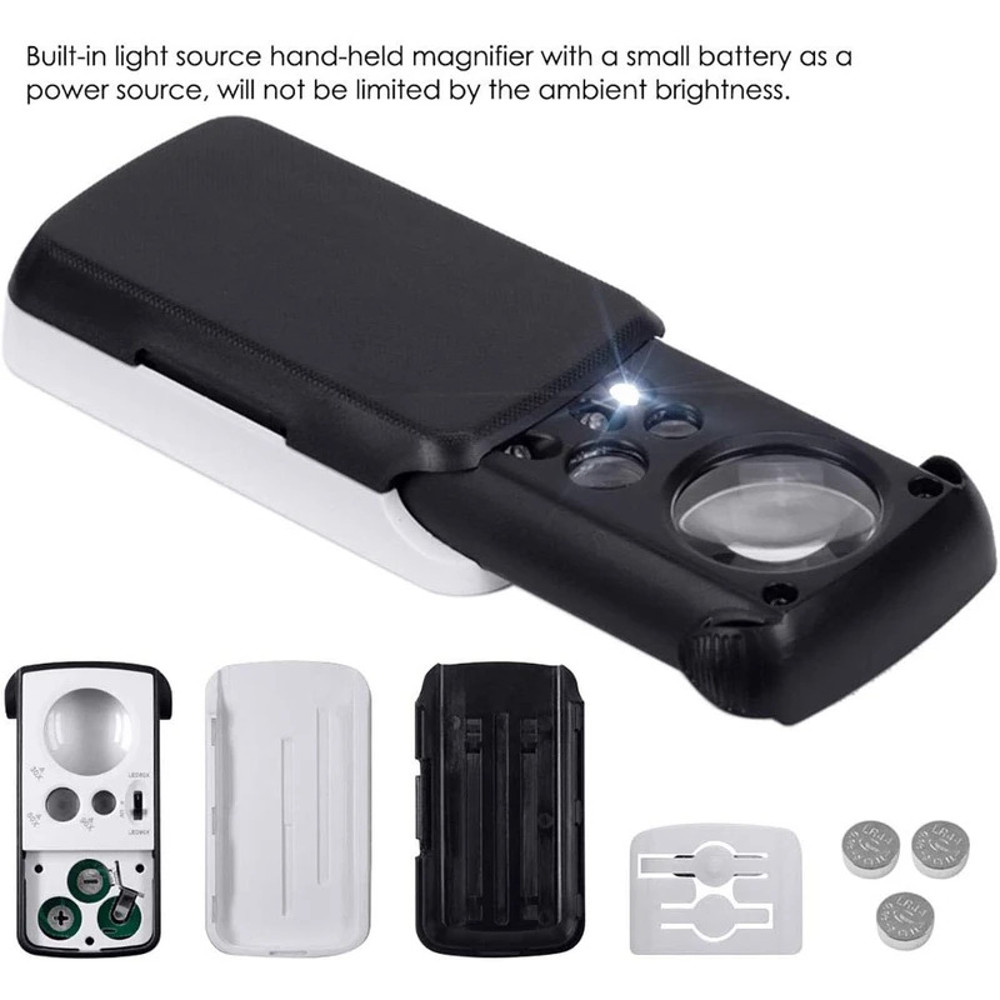 Jeweler's Magnifying Glass Foldable Loupe With LED Light For Jewelry, Watches, Coins
