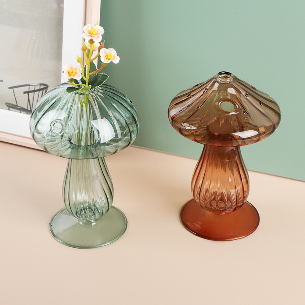 Hydroponic Flower Plant Decoration, Mini Mushroom Glass Vase, Creative Table Vase
