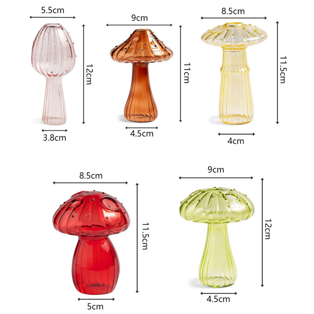 Hydroponic Flower Plant Decoration, Mini Mushroom Glass Vase, Creative Table Vase