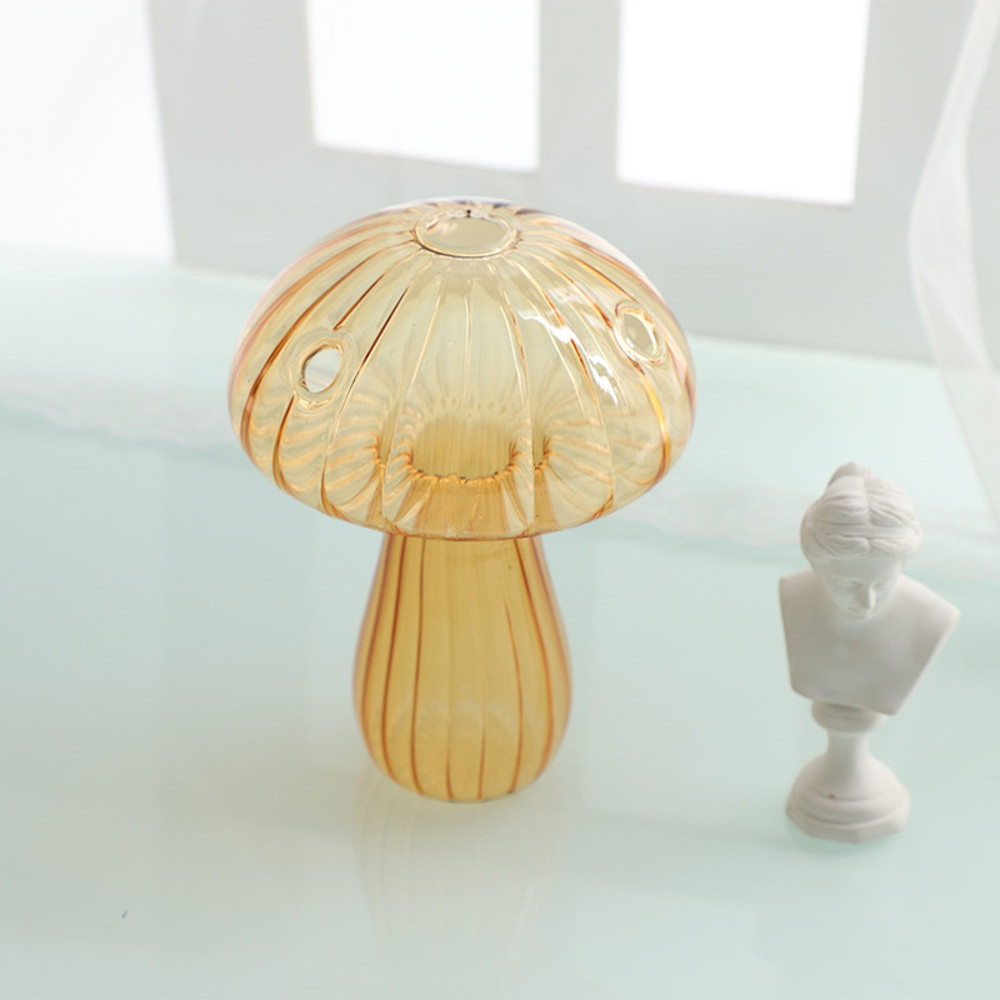 Hydroponic Flower Plant Decoration, Mini Mushroom Glass Vase, Creative Table Vase