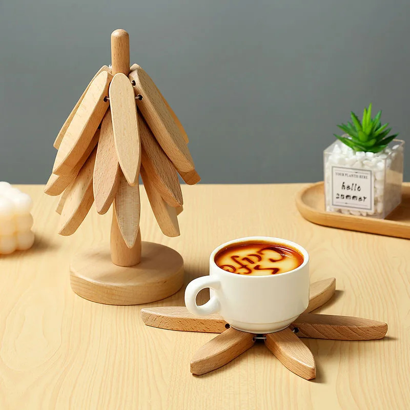 Wooden Tree Design Stand Trivets, Heat Resistant Table Mat Coasters, Decorative Pot Placemats