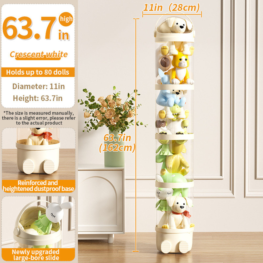 Organization Plush Toy, Doll Storage Box, Storage Tube Transparent, Plastic Toy Organizer