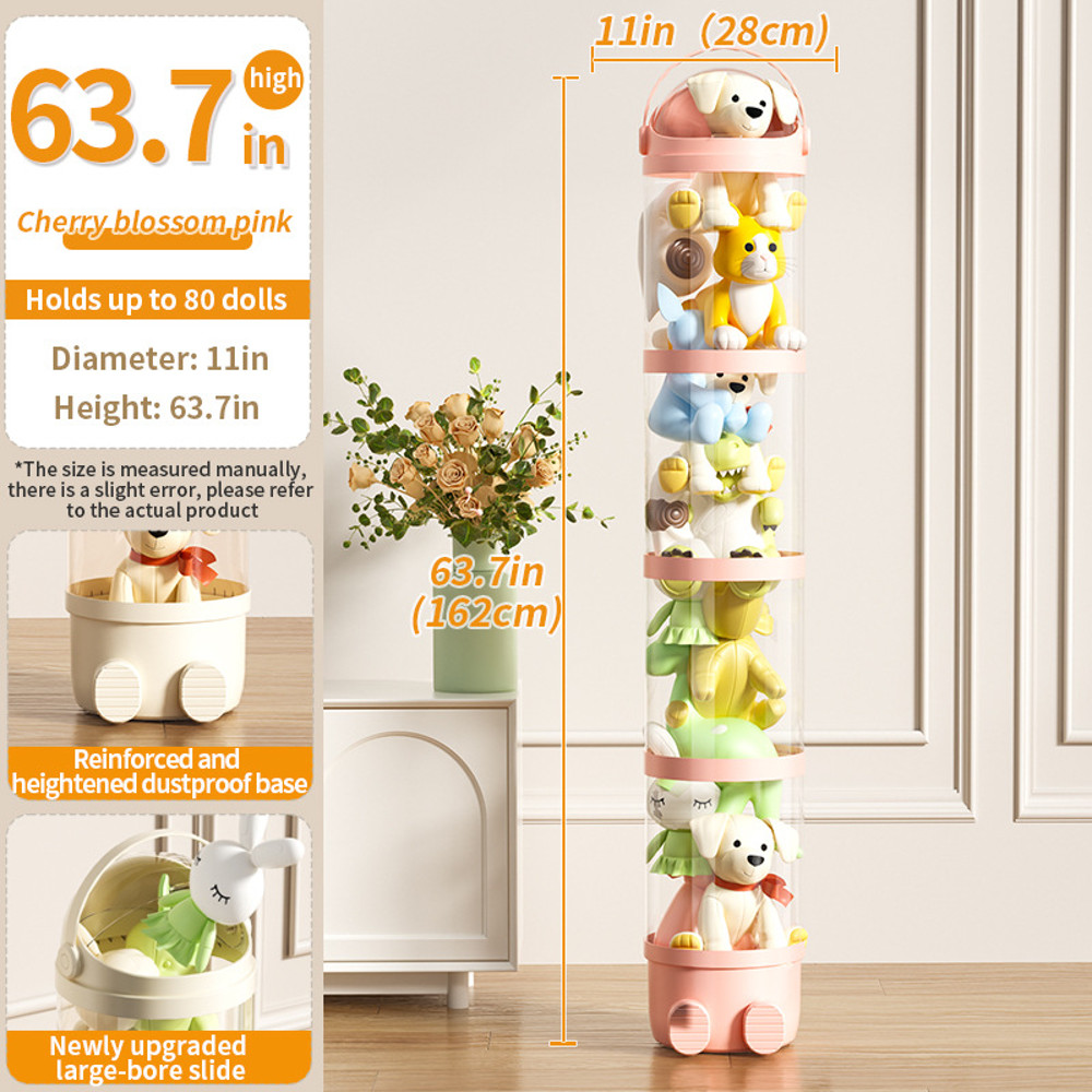 Organization Plush Toy, Doll Storage Box, Storage Tube Transparent, Plastic Toy Organizer