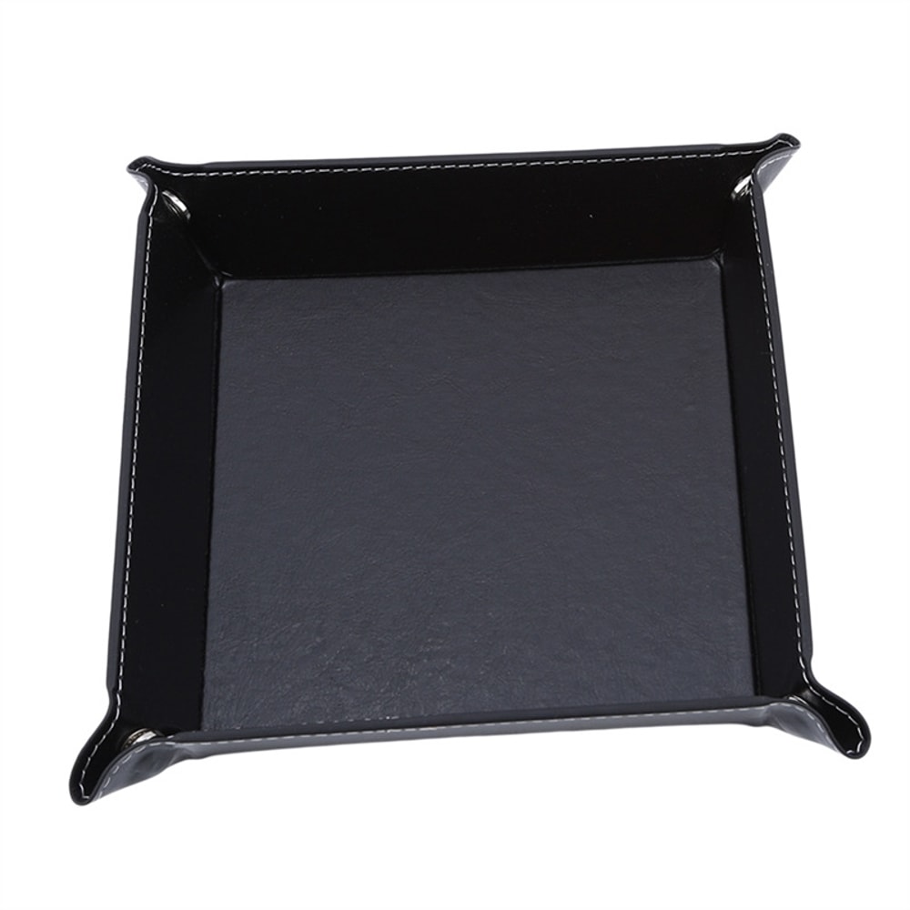 Hexagon Dice Game Storage Tray, Rolling Folding PU Leather Velvet Dice Mat