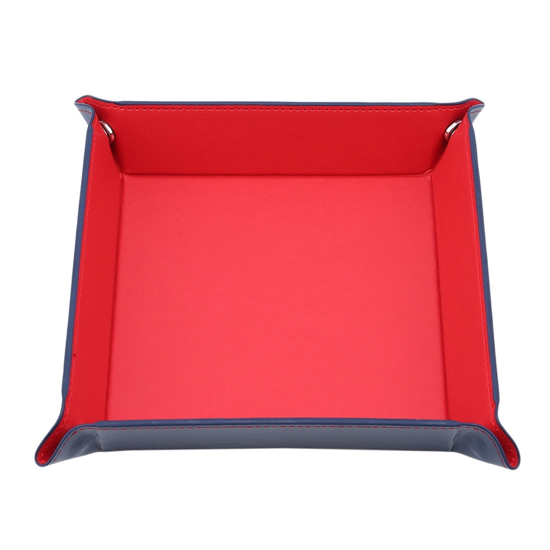 Hexagon Dice Game Storage Tray, Rolling Folding PU Leather Velvet Dice Mat