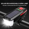 USB Rechargeable Solar Bicycle Light, Bike Front Lamp with Horn Flashlight, MTB Mountain Road Power Display Bicycle