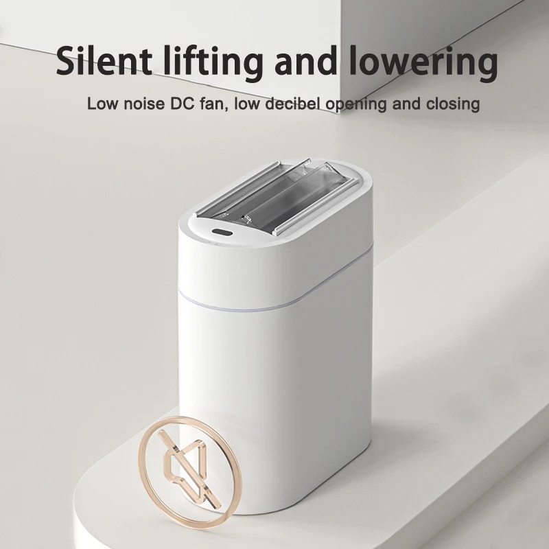 Sensor Trash Can with Lid Trash Bin Two-way Narrow Slit Toilet Garbage Bin Kitchen Automatic Bagging Adsorption