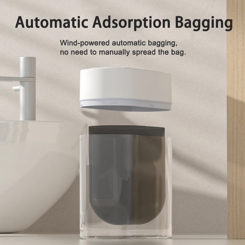 Sensor Trash Can with Lid Trash Bin Two-way Narrow Slit Toilet Garbage Bin Kitchen Automatic Bagging Adsorption