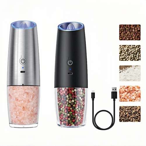 USB Rechargeable Salt and Pepper, Electric Grinder, Large Capacity, Adjustable Coarseness, Auto Spices Grinders Kitchen