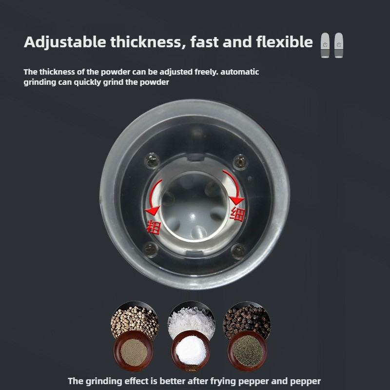 USB Rechargeable Salt and Pepper, Electric Grinder, Large Capacity, Adjustable Coarseness, Auto Spices Grinders Kitchen