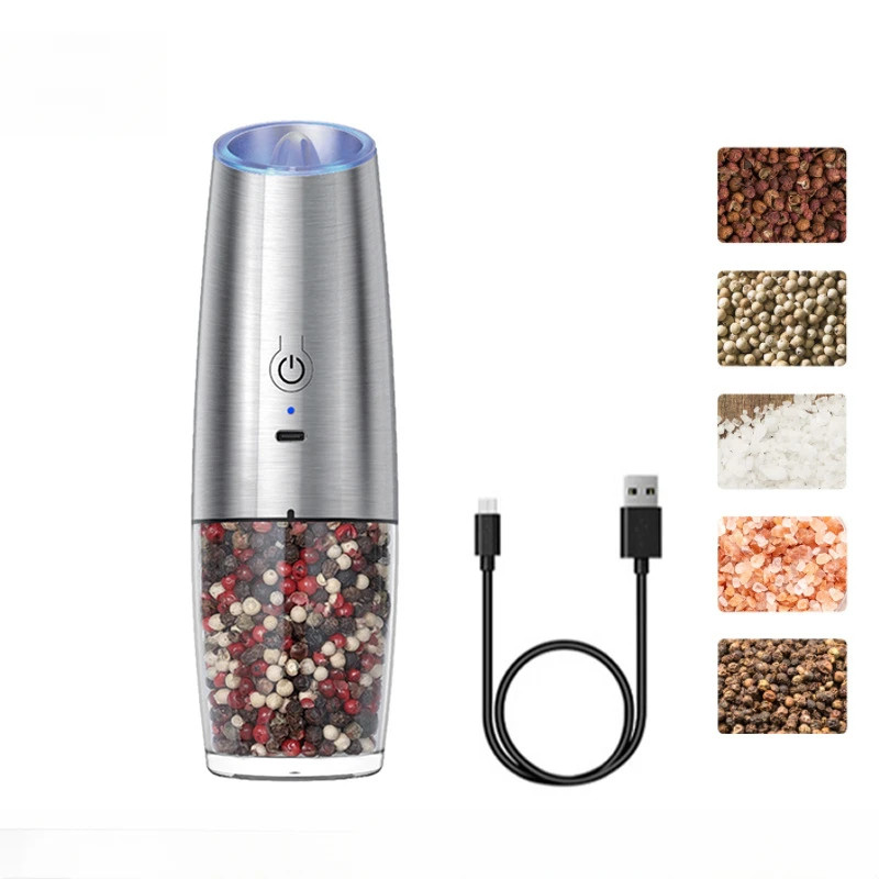 USB Rechargeable Salt and Pepper, Electric Grinder, Large Capacity, Adjustable Coarseness, Auto Spices Grinders Kitchen