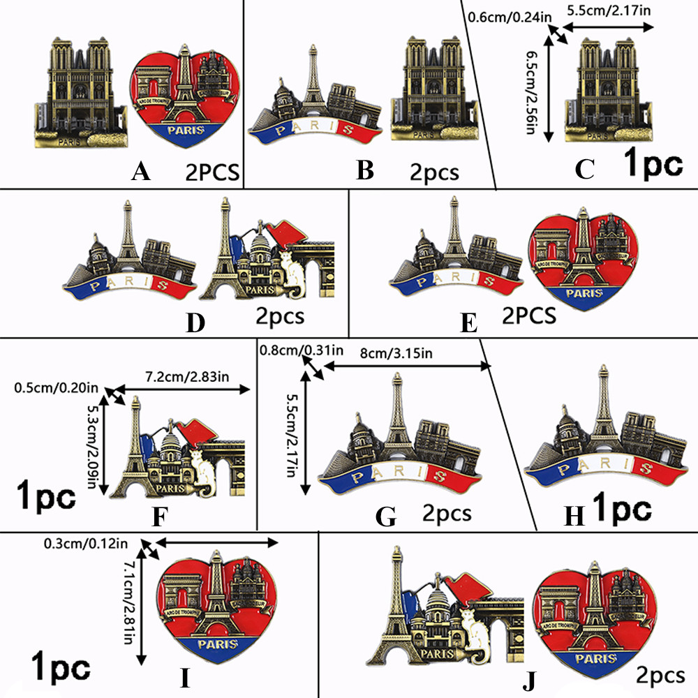 Eiffel Tower Paris Metal Fridge Magnet, France Travel Souvenirs Gift, Refrigerator Sticker Home Decor