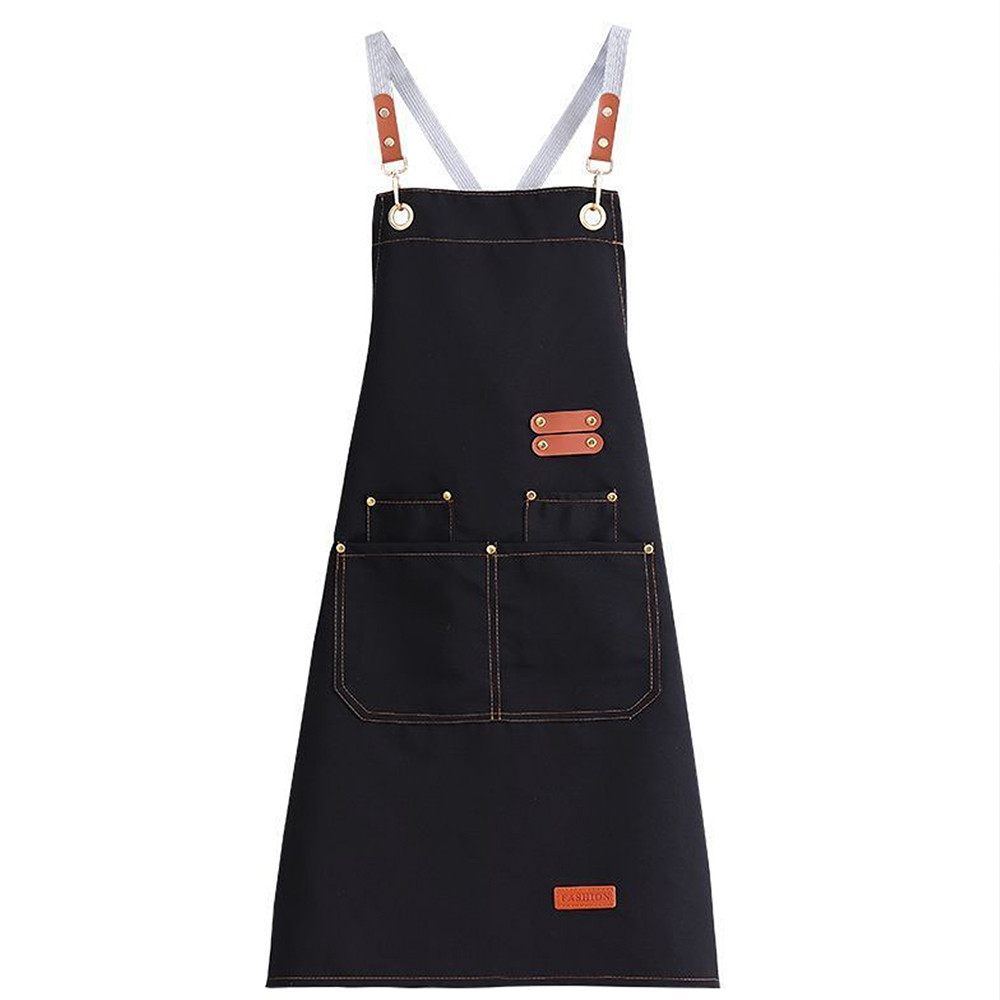 Oil-proof Waterproof Kitchen Apron, Large Pockets for Restaurant, Coffee Bar, or Waiter Work Uniform for Women and Men