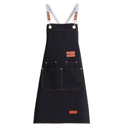 oil-proof waterproof kitchen apron, large pockets for restaurant, coffee bar, or waiter work uniform for women and men