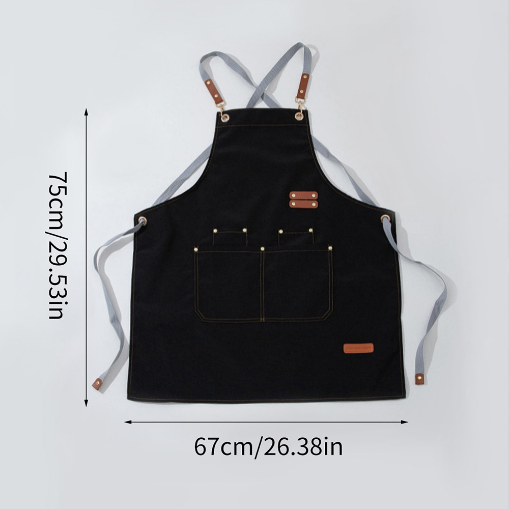 Oil-proof Waterproof Kitchen Apron, Large Pockets for Restaurant, Coffee Bar, or Waiter Work Uniform for Women and Men