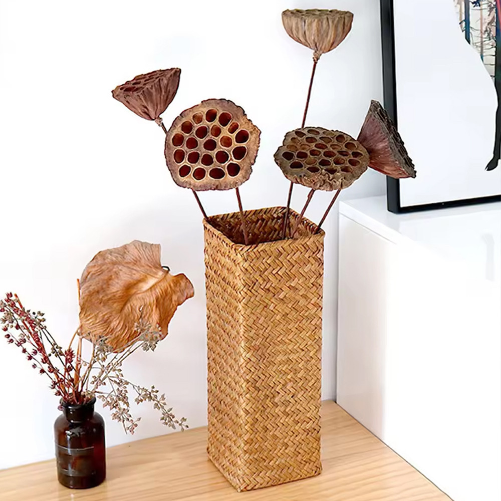 Creative Handmade Woven Flower Vase, Gypsophila Dried Flower Basket, Home Decoration Flower Arranger