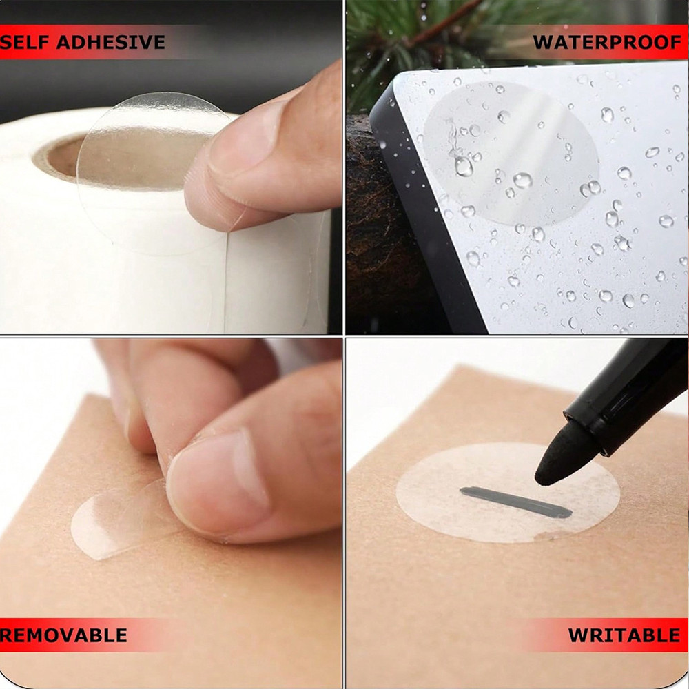 Self Adhesive Round Dot Sealing Stickers, Transparent Gift Packaging Envelope Sealer Labels for Retail Use