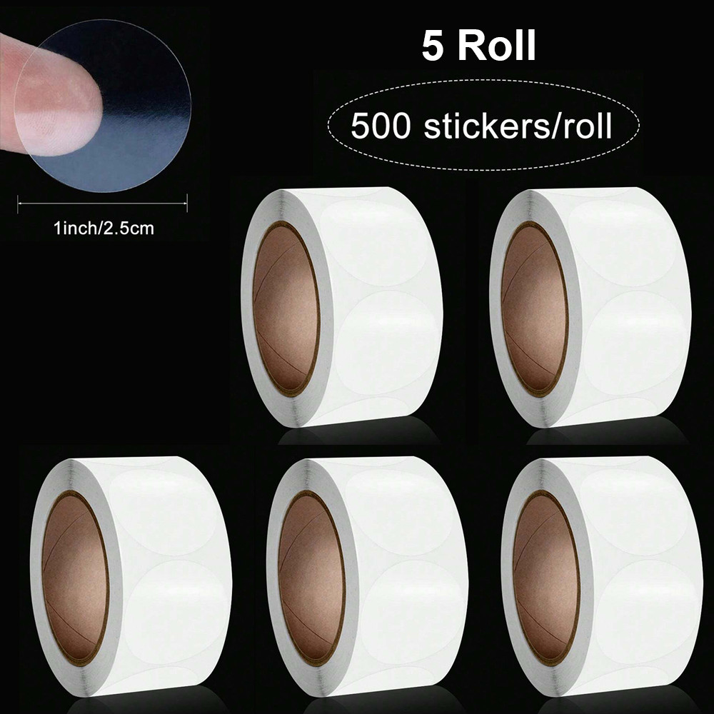 Self Adhesive Round Dot Sealing Stickers, Transparent Gift Packaging Envelope Sealer Labels for Retail Use