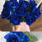 Realistic Velvet Artificial Blue Rose Bouquet, Faux Fake Flowers for Weddings, Home Decor Party Table Decor