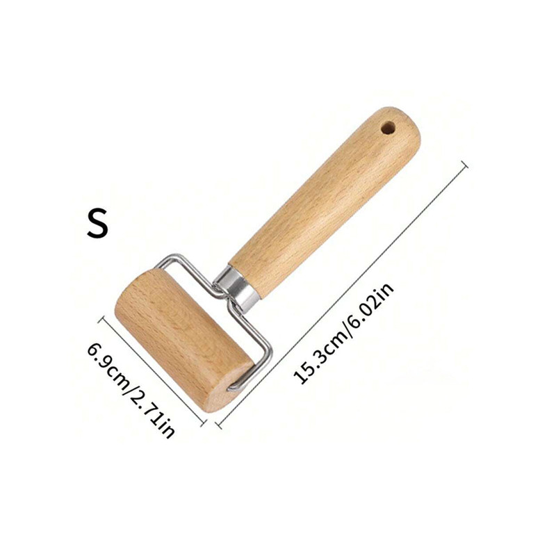 Premium Wood Rolling Pin with Handle, Kitchen Dough Roller for Pastry, Pizza, Pasta Baking