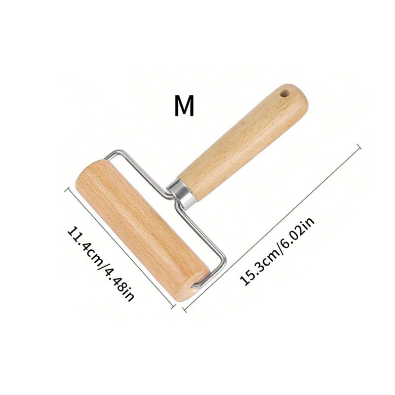 Premium Wood Rolling Pin with Handle, Kitchen Dough Roller for Pastry, Pizza, Pasta Baking
