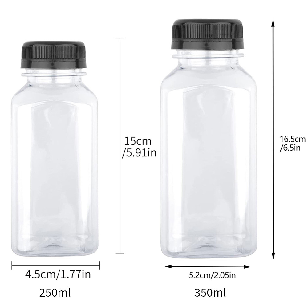 Empty Plastic Juice Bottle with Caps for Smoothies and Juicing Drinks