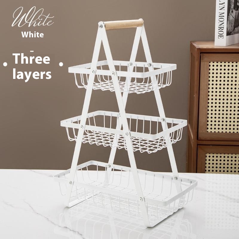 Multifunctional Fruit Basket New Portable Iron Kitchen Storage Rack Multilayer Snack Storage Shelf 6