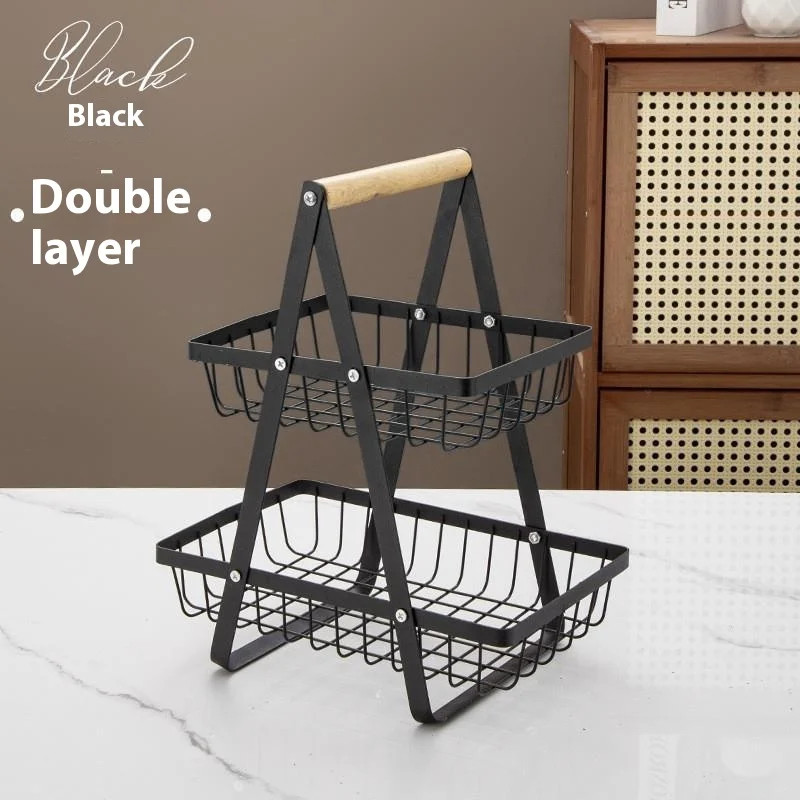 Multifunctional Fruit Basket New Portable Iron Kitchen Storage Rack Multilayer Snack Storage Shelf 7