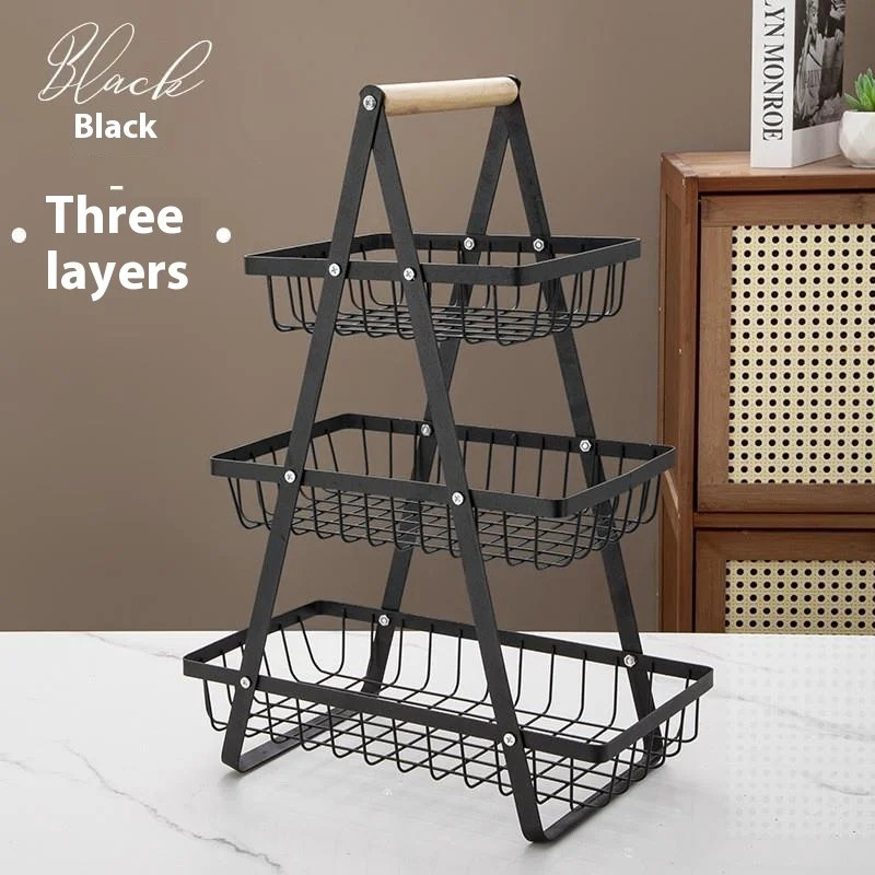 Multifunctional Fruit Basket New Portable Iron Kitchen Storage Rack Multilayer Snack Storage Shelf 8