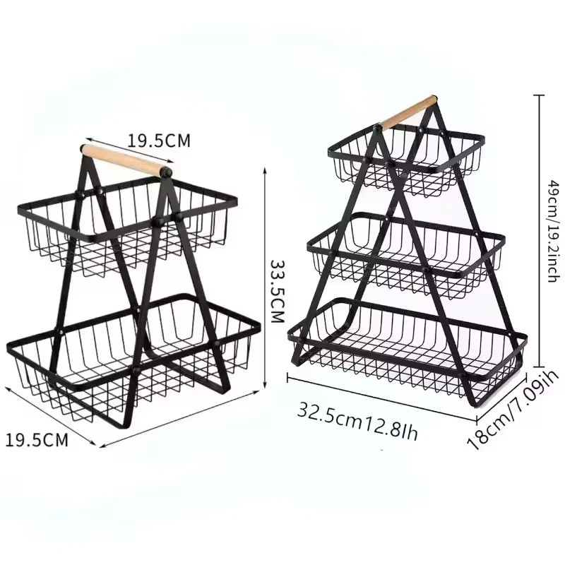 Multifunctional Fruit Basket New Portable Iron Kitchen Storage Rack Multilayer Snack Storage Shelf 4