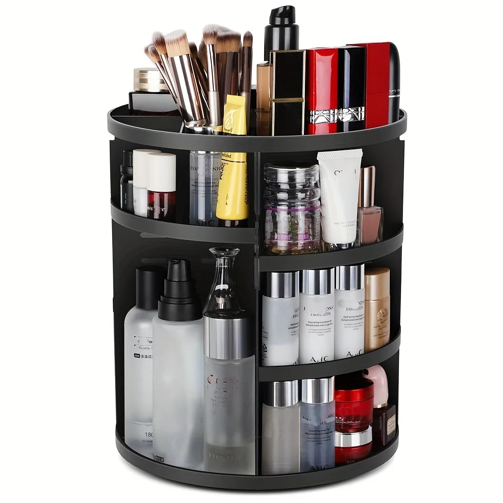 Spinning Countertop Holder Clear Makeup Organizer With Rotation Bathroom Cosmetics Storage 6