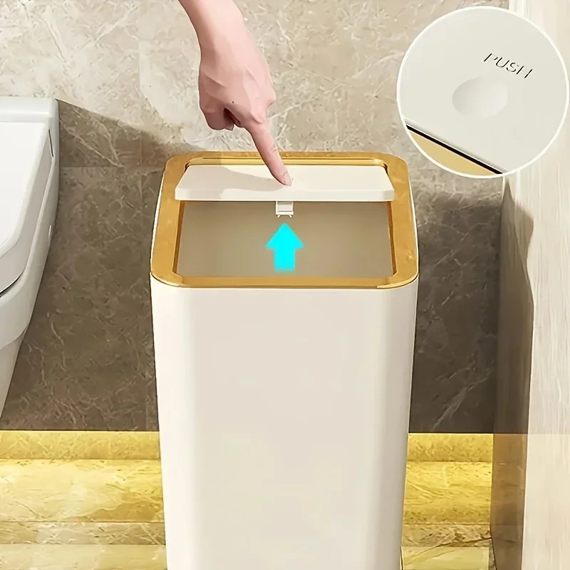 Durable Plastic Bin SpaceSaving PetResistant Trash Can OdorProof For Bathroom Kitchen Use 2