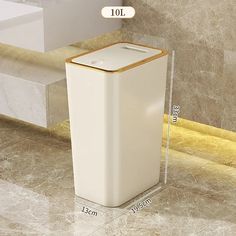 Durable Plastic Bin SpaceSaving PetResistant Trash Can OdorProof For Bathroom Kitchen Use 4