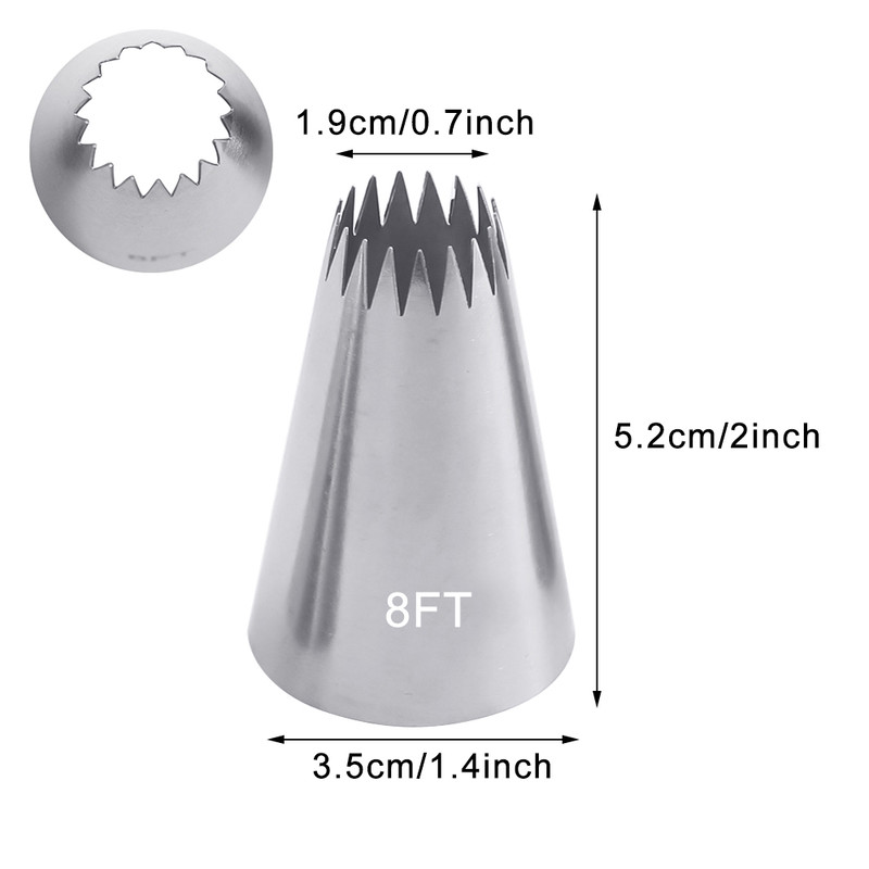 Russian Open Star Piping Nozzles, Cake Decorating Tips Set, Icing Pastry Nozzles for Cupcakes & Cookies