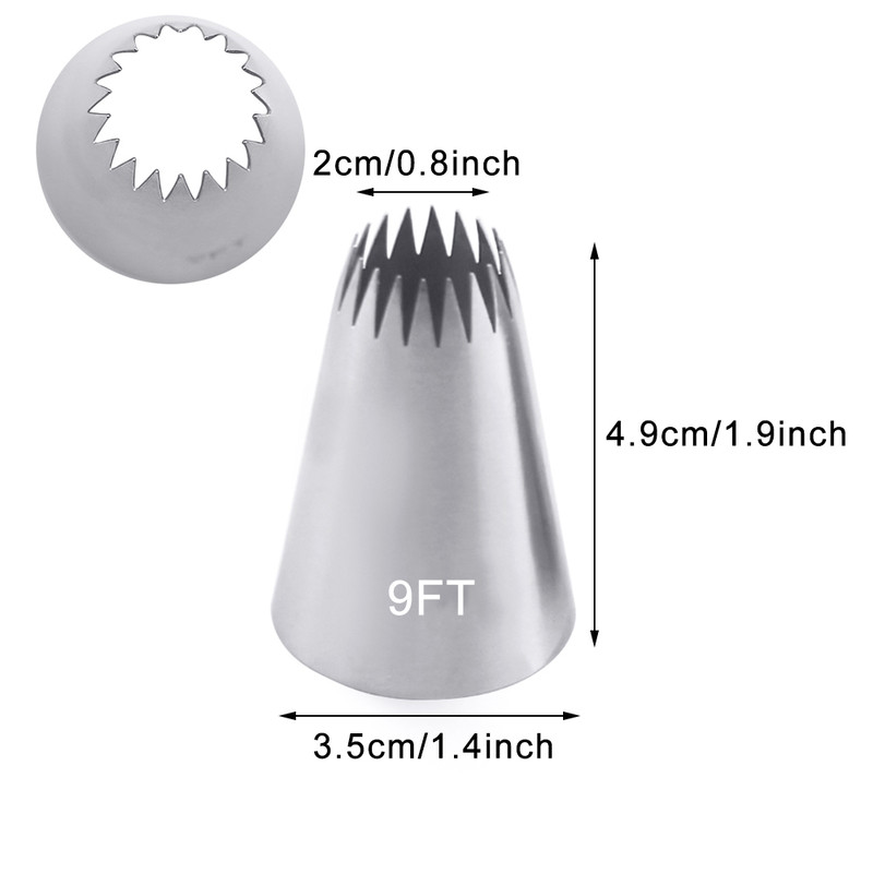 Russian Open Star Piping Nozzles, Cake Decorating Tips Set, Icing Pastry Nozzles for Cupcakes & Cookies