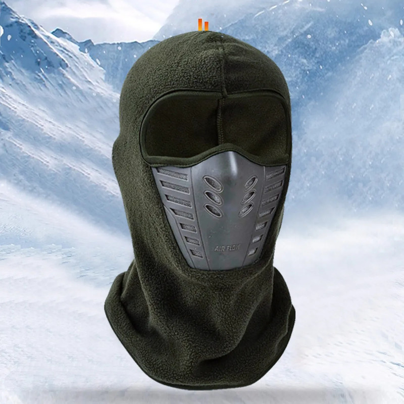 Thickened Fleece Winter Cap, Riding Masked Cap with Scarf Face Protection, Windproof Skiing Hat, Warm Headgear Mask