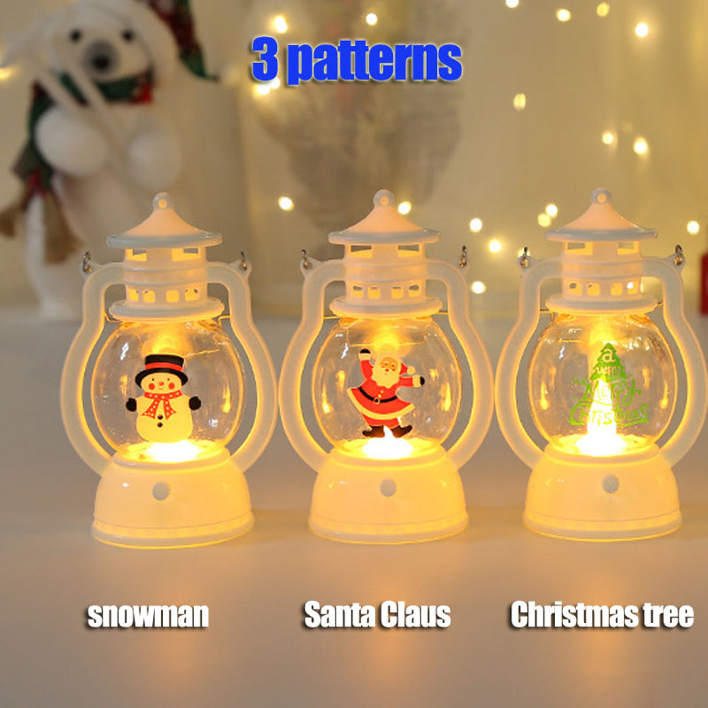 Battery Powered Portable LED Lanterns Christmas Santa Claus Snowman Lights For Home Decor Navidad X 1