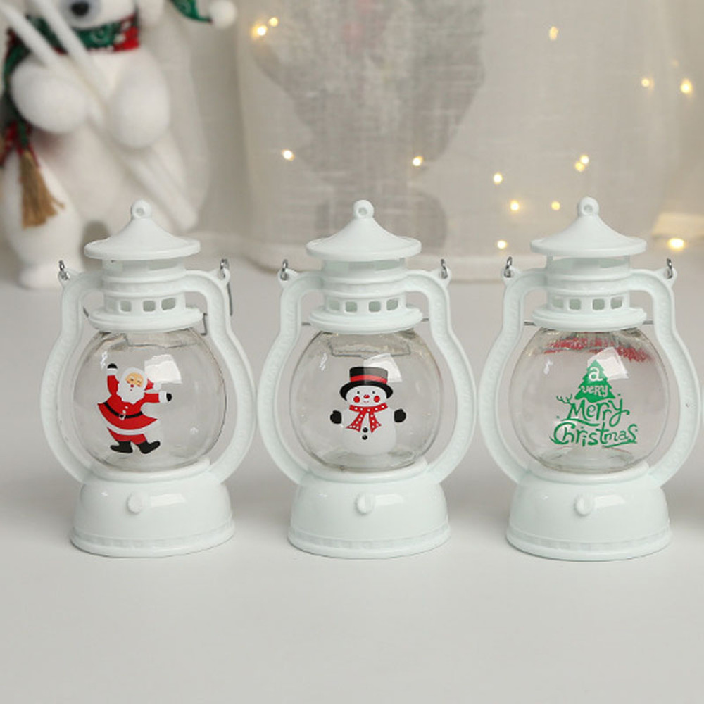 Battery Powered Portable LED Lanterns Christmas Santa Claus Snowman Lights For Home Decor Navidad X 5