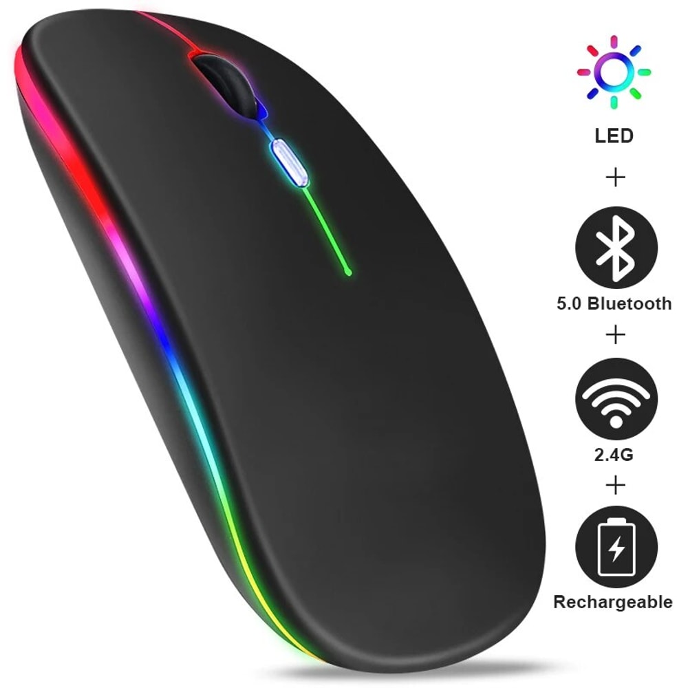 Ergonomic Gaming Wireless Mouse RGB Rechargeable Bluetooth LED Backlit