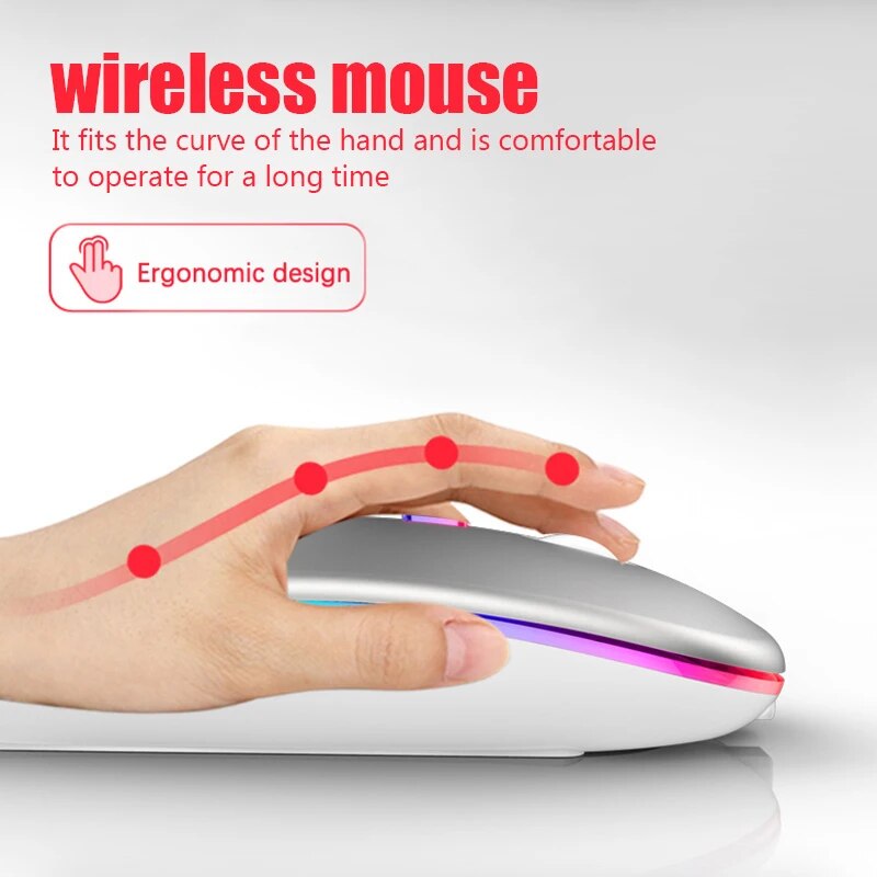 Ergonomic Gaming Wireless Mouse RGB Rechargeable Bluetooth LED Backlit